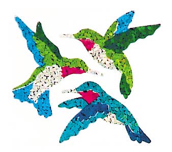 Mini Hummingbirds Stickers - 1 Perforated Square