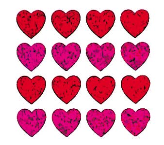 Micro Hearts / Red And Pink Stickers - 1 Perforated Square