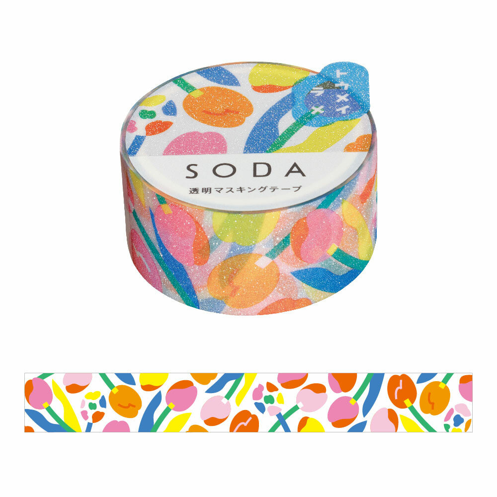 KINGJIM SODA Clear Washi Tape - Tulip | Transparent Decorative Tape