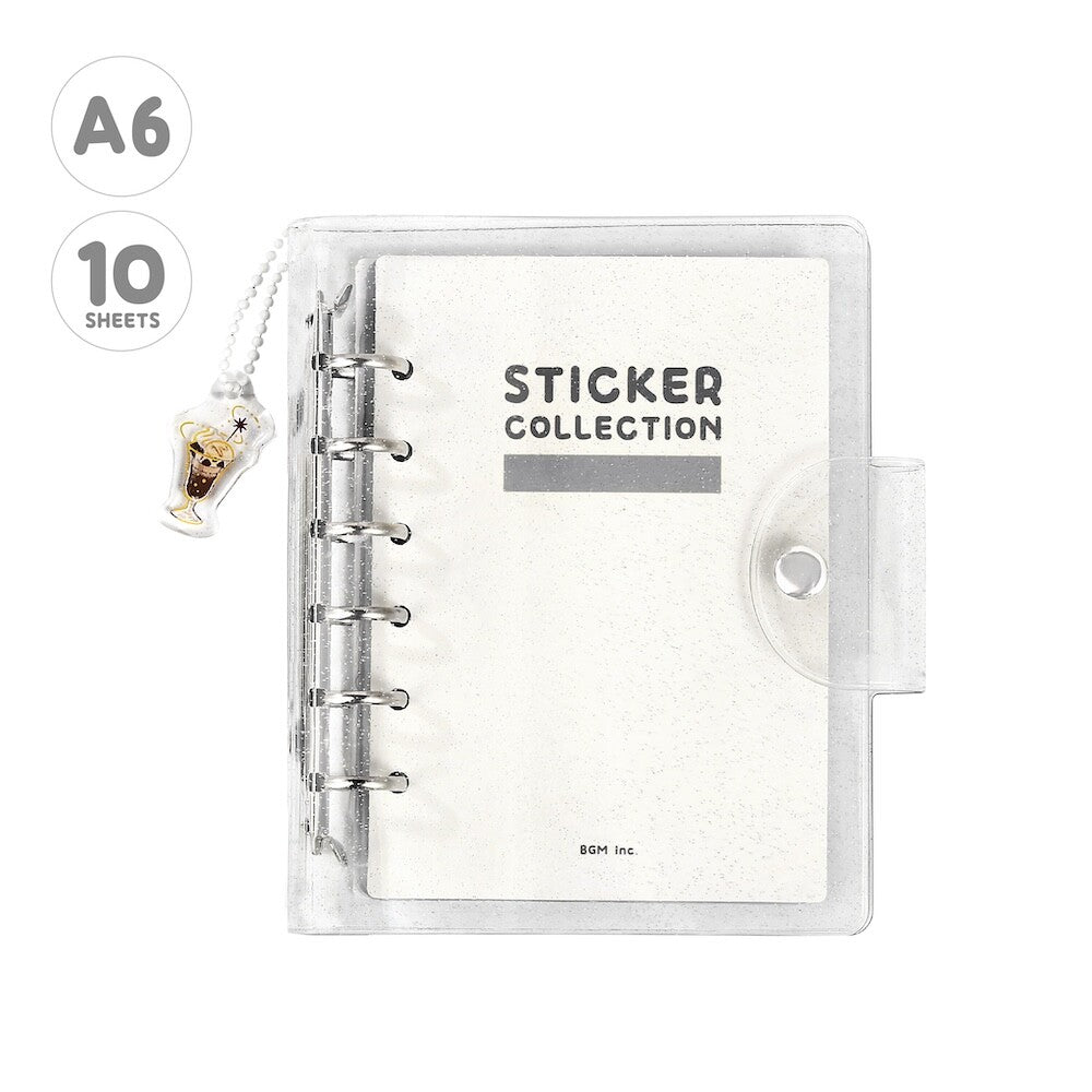 BGM A6 Glitter Clear Sticker Storage Book with Zipper Pockets & Charm