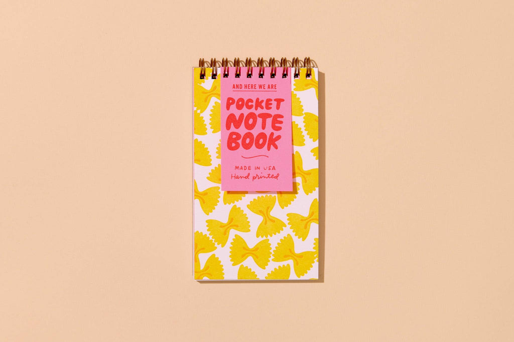 Letterpress Small Spiral Notebook—Farfalle (Bowtie Pasta)