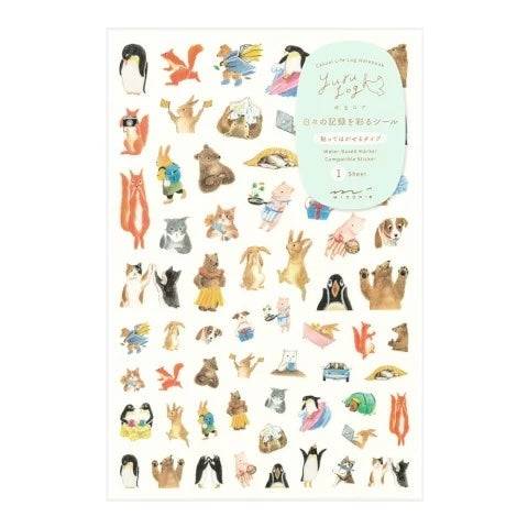 Midori Yuru Log Sticker Sheet – Animal