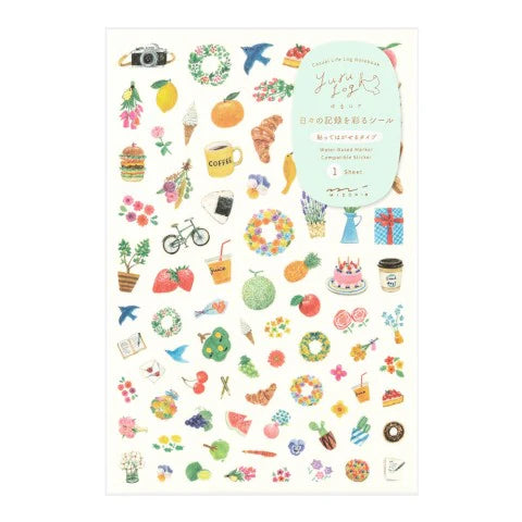 Midori Yuru Log Sticker Sheet – Motif Washi Stickers for Journaling & Planners