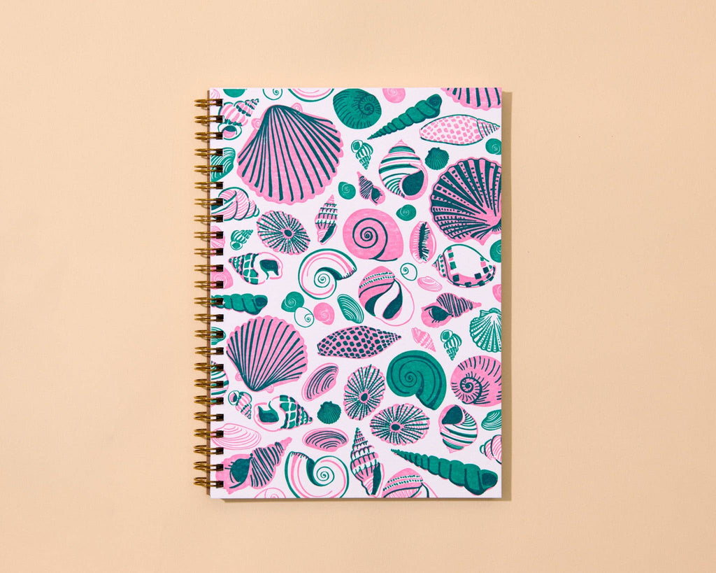 Letterpress A5 Spiral Notebook—Shell Pattern (Beach, Summer)