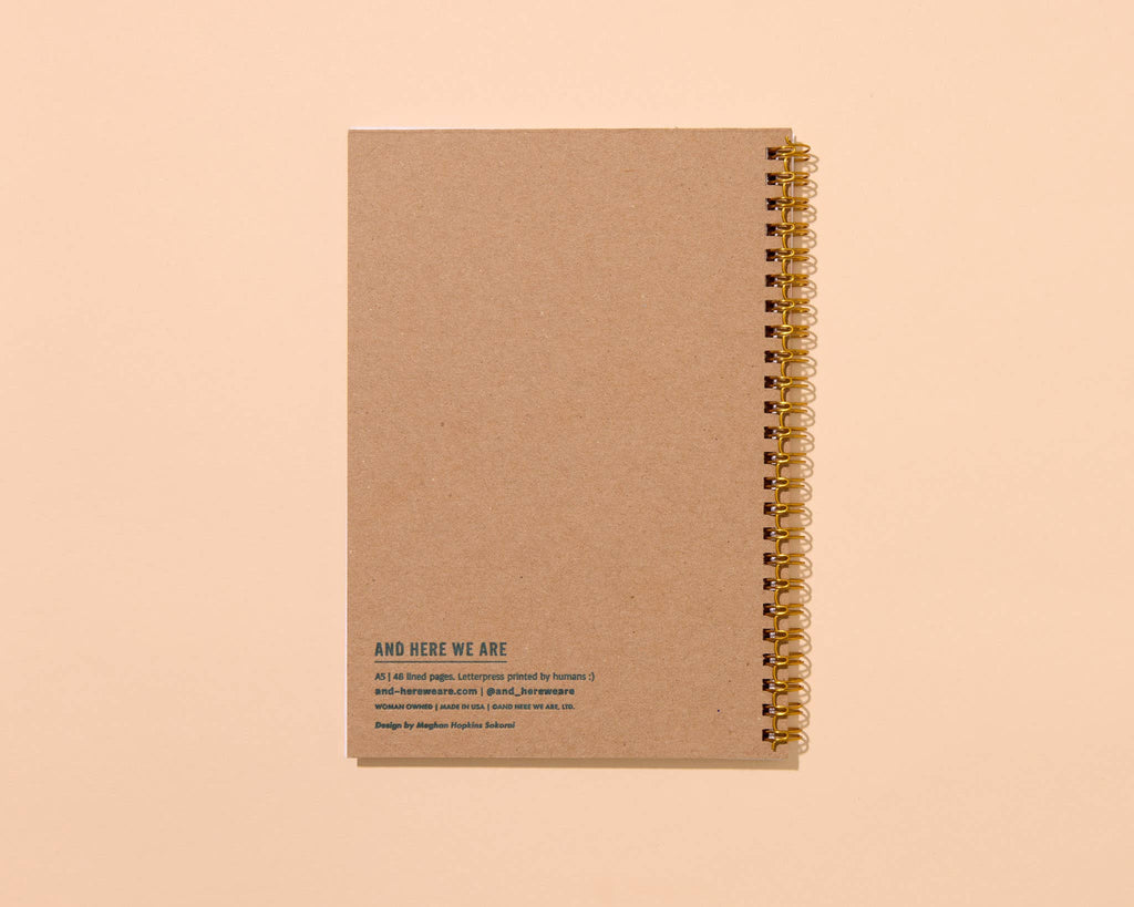Letterpress A5 Spiral Notebook—Shell Pattern (Beach, Summer)