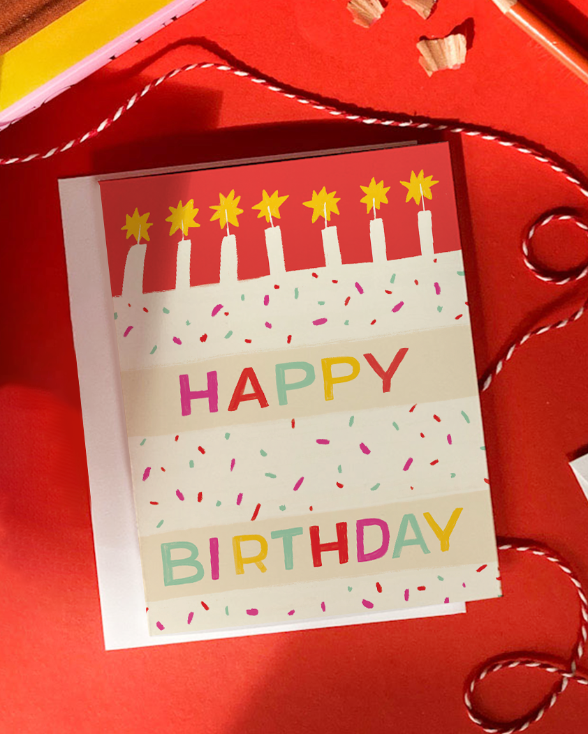Birthday Cake – Colorful Cake Happy Birthday Card