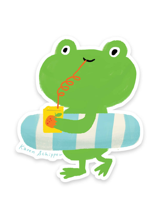 Floatie Frog Sticker - Cute Frog Sticker