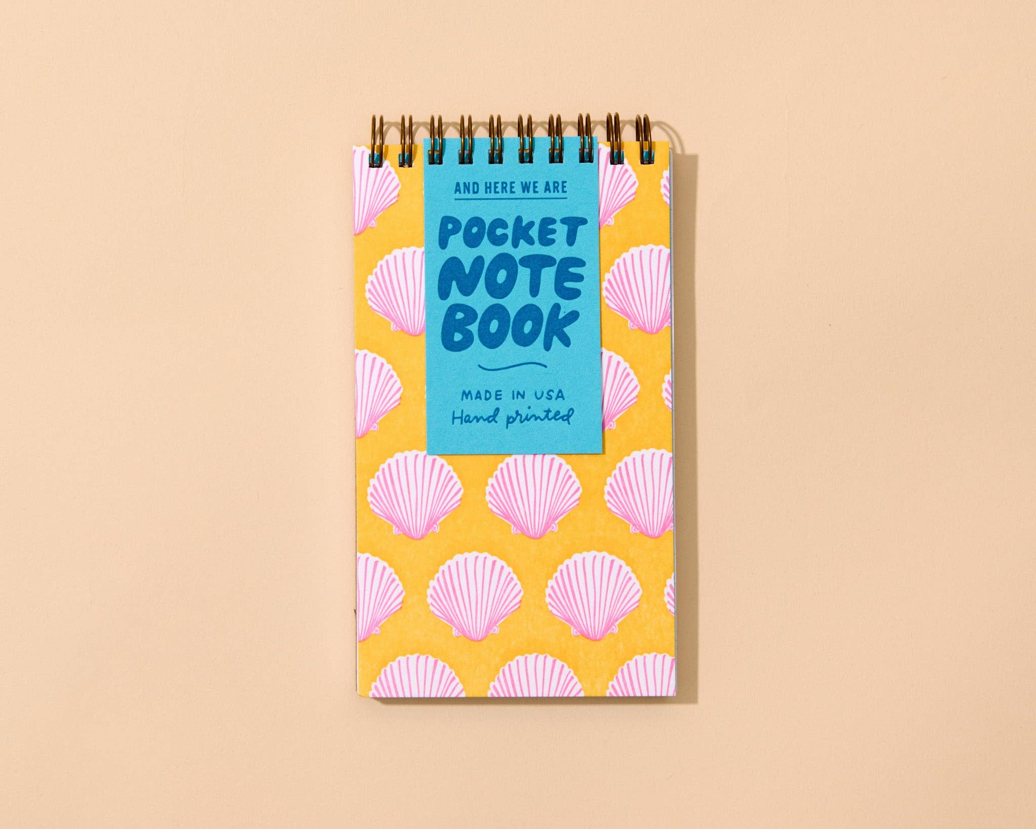 Letterpress Small Spiral Notebook—Pink Shells (Summer)