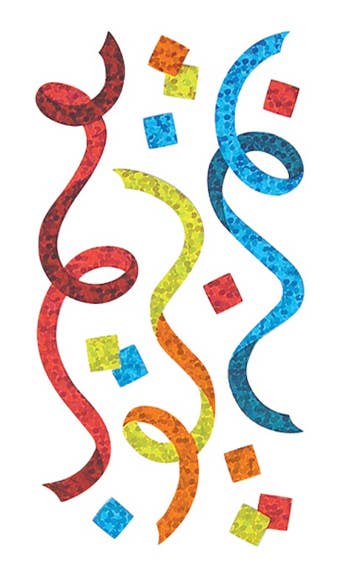 Streamers / Confetti Stickers - 1 Perforated Square