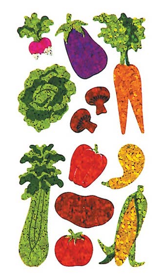 Mini Vegetables Stickers - 1 Perforated Square
