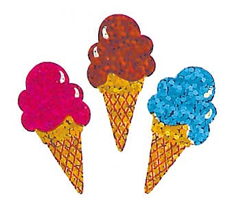 Ice Cream Cones Stickers - 1 Perforated Square