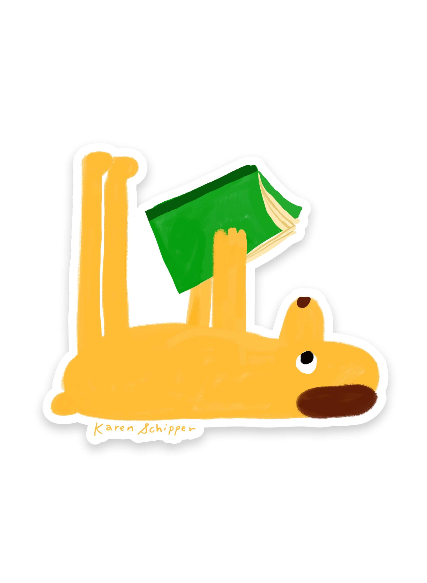 Reading Dog Sticker – Book Sticker