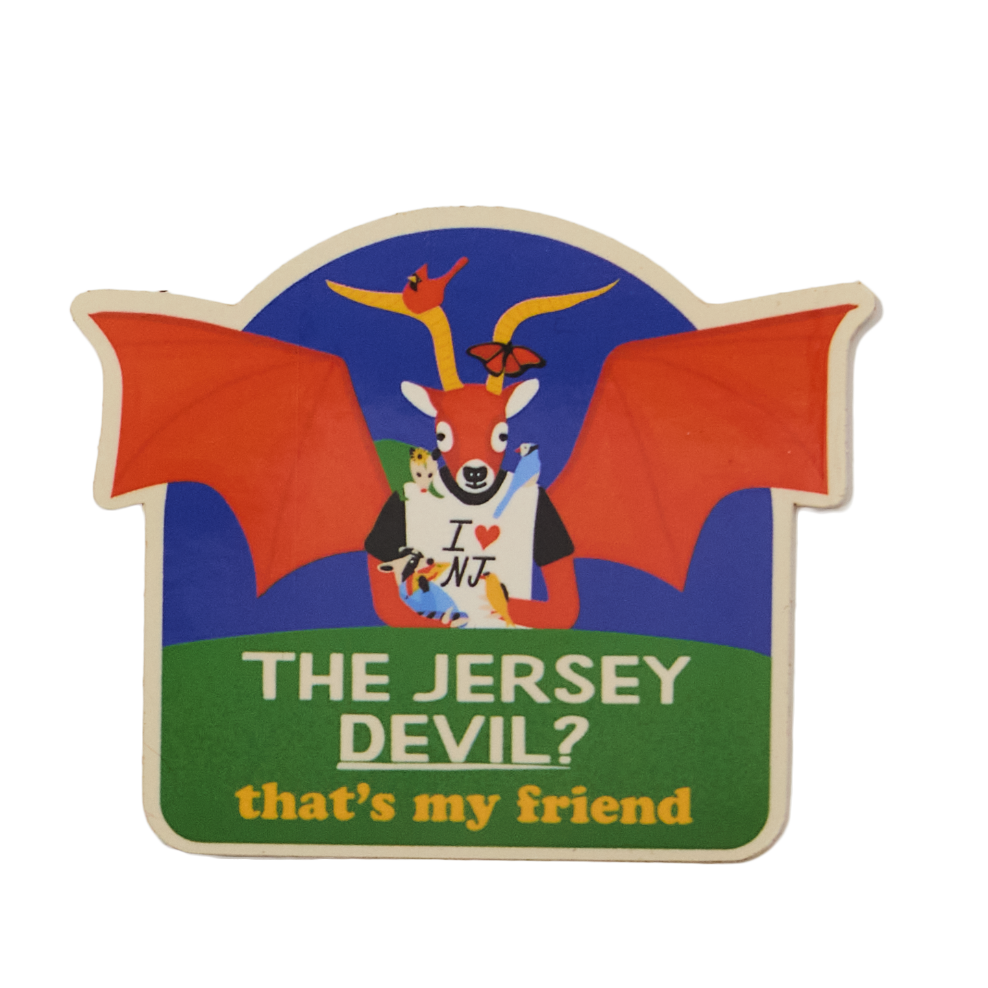 Jersey Devil is my Friend Sticker by Unwork of Art