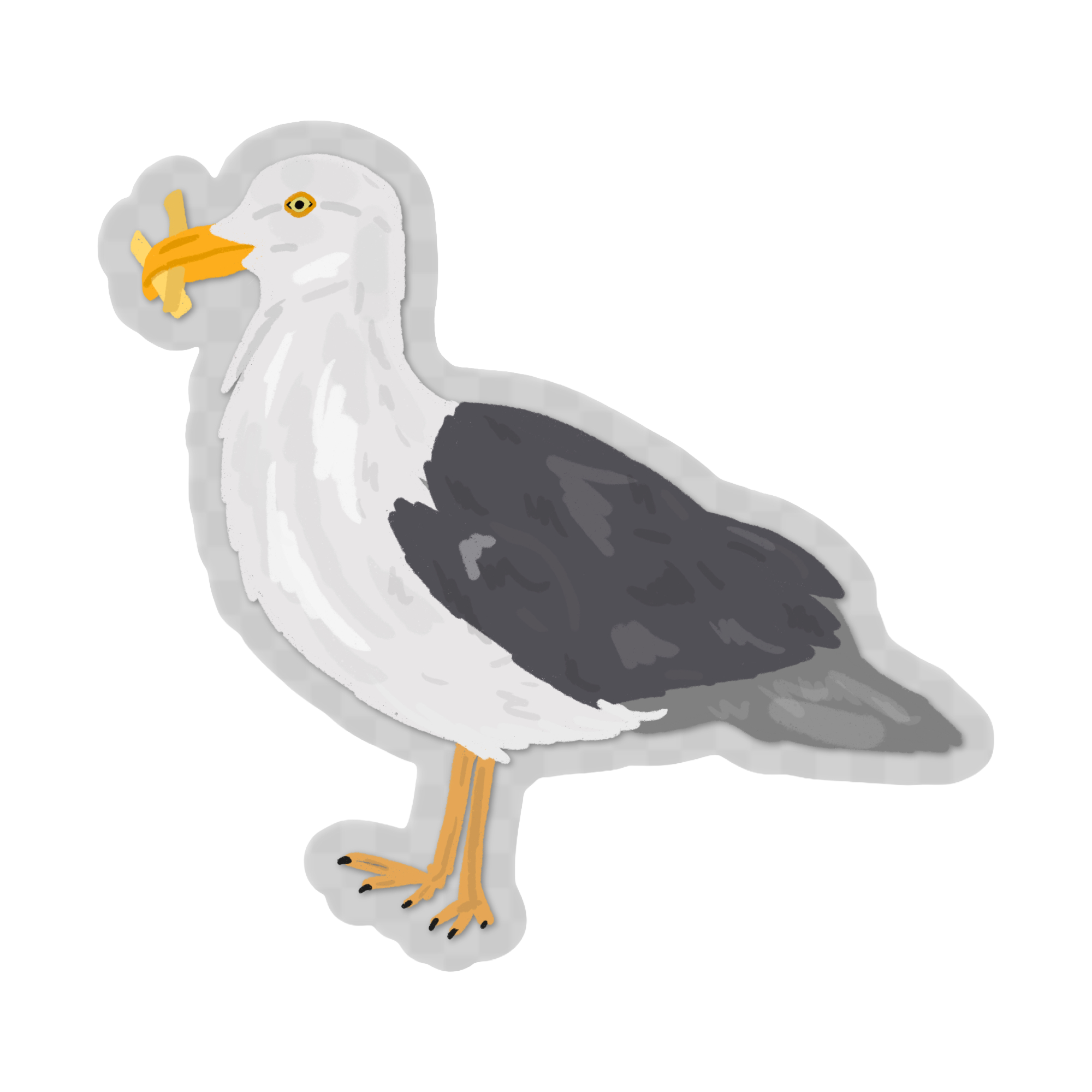 Seagull & Fries Clear Vinyl Sticker by A. Crosby Creative