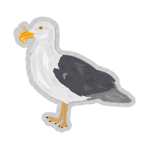 Seagull & Fries Clear Vinyl Sticker by A. Crosby Creative