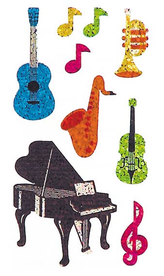 Musical Instruments Stickers - 1 Perforated Square