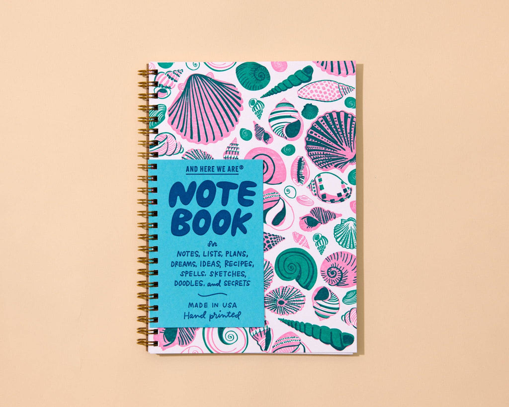 Letterpress A5 Spiral Notebook—Shell Pattern (Beach, Summer)
